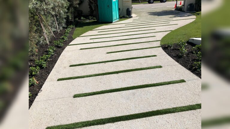 Driveway Shellbroadcast Concrete with Grass Inserts