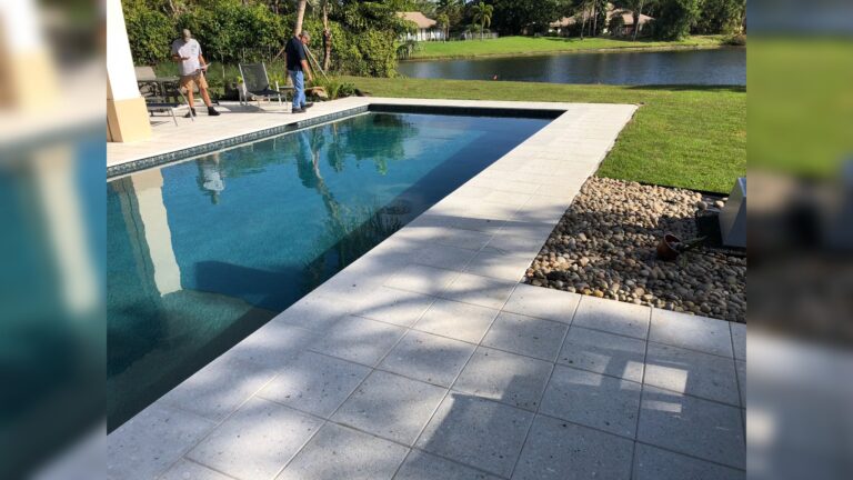 Pooldeck with Artistic Pavers Shellock Ivory & Coping