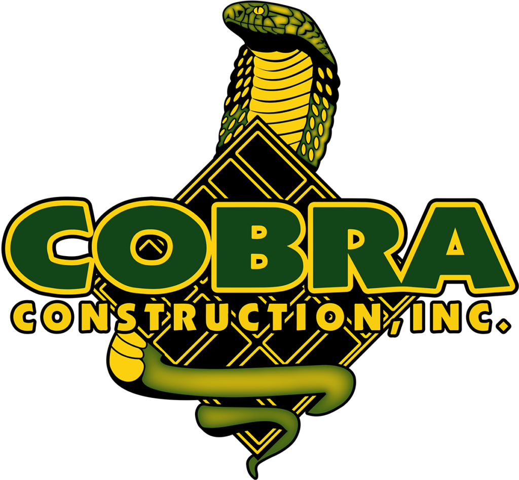 Cobra Construction Inc. logo featuring a golden cobra above bold text